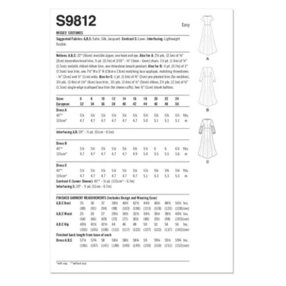 Simplicity Pattern 9812 Medieval Gown Cosplay Costume Festival Fair Sizes 6-14 - Picture 2 of 6